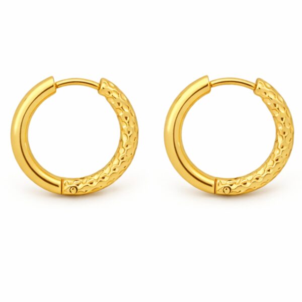Minimal Textured Gold Huggie Hoop Earrings for Women