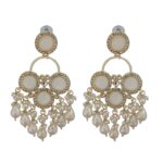 Elegant Chandbali Jhumka Earring with Pearl & Multi-Strand Beads