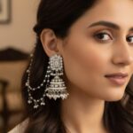 Traditional Kundan Earrings with Multi-Layer Sahara Chain