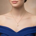 AuraSpark 18k gold plated pear shaped pendant for women.