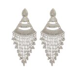 Elegant Multi-Tier long Jhumka Earrings with Pearls & Colorful Stones
