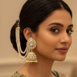 Bridal Jhumka earrings with multiple strand ear strings