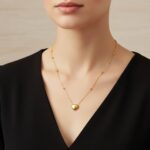 AuraSpark Gold Puffed Heart Necklace on Satellite Chain