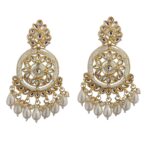 Gold Tone Kundan with Pearl Drop Design Jhumka Earring