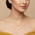 Hand-painted Pink Rose Medallion Necklace by AuraSpark