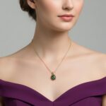 AuraSpark Gold Emerald Green Floral Pendant Necklace