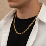 Men’s durable 18K gold plated snail chain jewelry piece