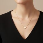 Close-up of Minimalist Gold Floral Necklace AuraSpark