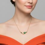 AuraSpark 18K gold plated emerald green heart necklace for women.