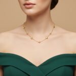 AuraSpark Gold Heart and Crystal Station Necklace for Women