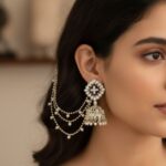 AuraSpark Silver Kundan Jhumka with Pearl Ear Chains