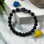 AuraSpark Black Lava Rock Bracelet with Blue Sodalite Beads