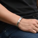 Polished Silver Bangle Bracelet for Men by AuraSpark