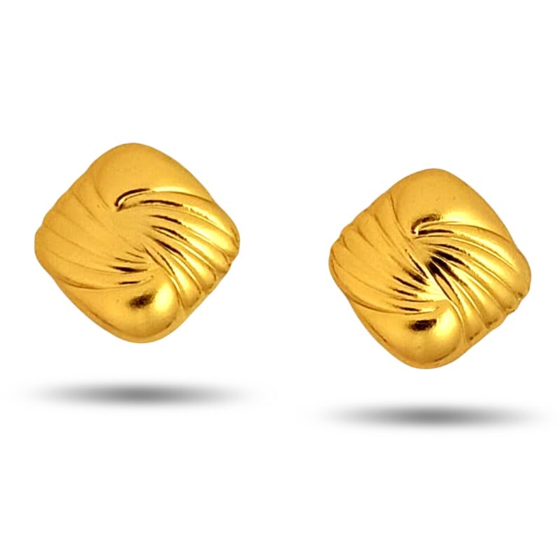 Gold Plated Chunky Square Retro Design Earrings for Women