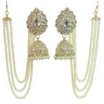 Stunning Bahubali Jhumka Earring with Multiple layer Pearl Ear Chain