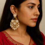 Elegant Gold Toned Bridal Chandbali Jewelry for Women.