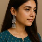 AuraSpark Oxidized Silver Long Jhumka Earrings for Women