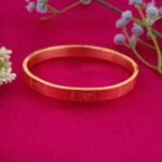 AuraSpark Luxury Religious Gold Kada with Secure Side Clasp.