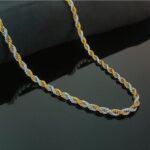 AuraSpark Men’s Two-Tone Gold and Silver Rope Chain Necklace.