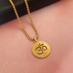 AuraSpark Aum Medallion Necklace in Polished Gold Finish