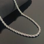 AuraSpark Silver Rope Chain Necklace for Men Stainless Steel