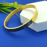 AuraSpark Luxury Religious Gold Kada with Secure Side Clasp.