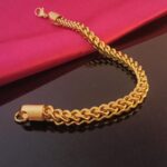 Men's Heavy Gold Franco Link Chain Wristband AuraSpark