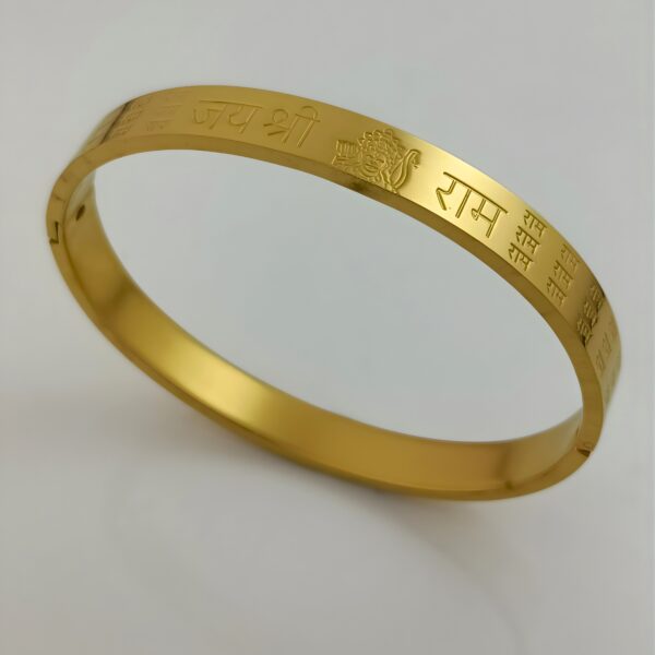 Premium 'Jai Shree Ram' Gold Kada Bracelet with Lord Ram Image