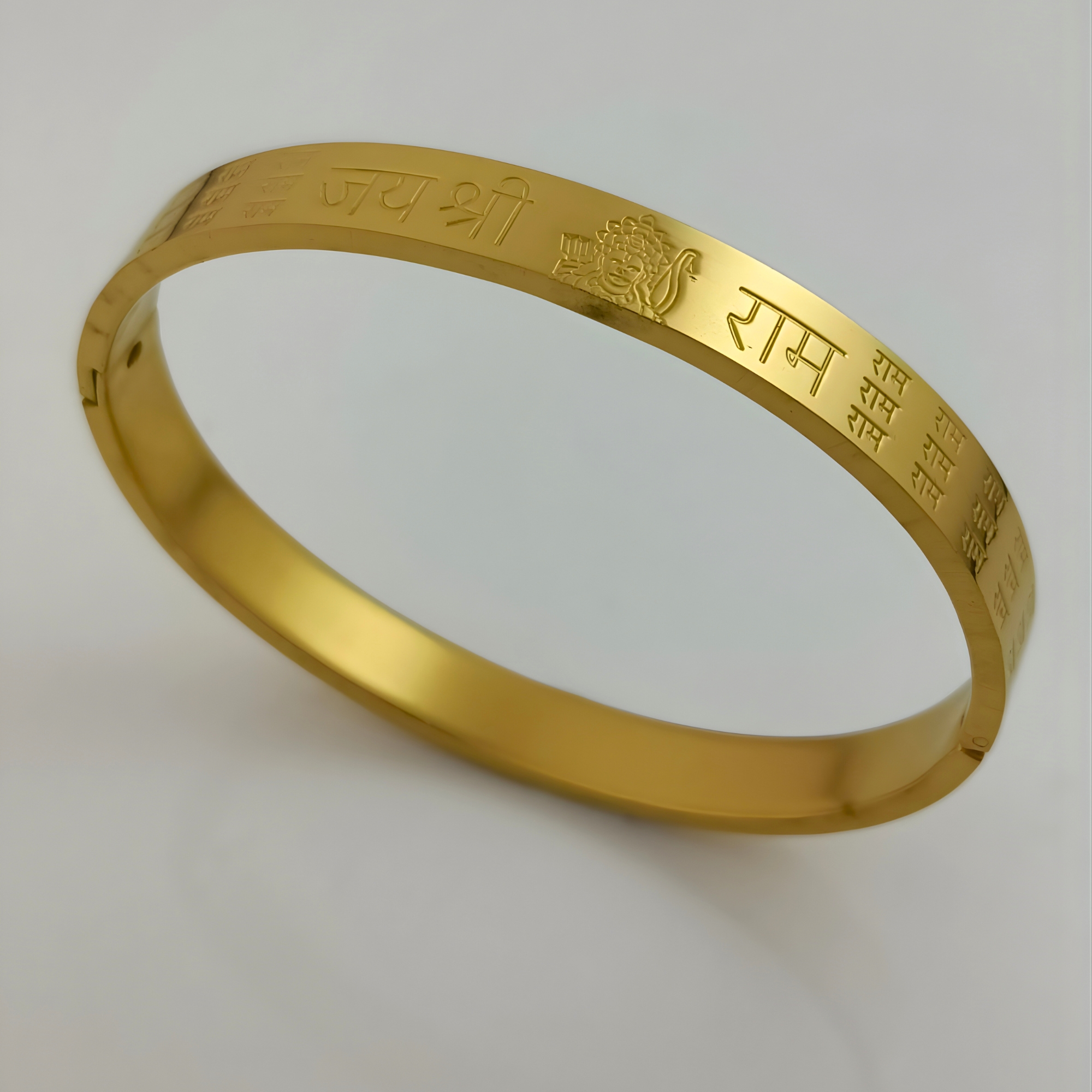 Premium 'Jai Shree Ram' Gold Kada Bracelet with Lord Ram Image