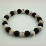 Elegant Black and White Stone Bead Bracelet