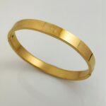 Devotional 18K Gold OM Kada Bracelet with Dotted Design for Men