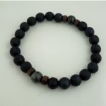 Stylish Handmade Black Lava Rock Bracelet with Wooden Bead