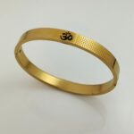 Classic 18K Gold Matt Finish OM Kada Bracelet for Men