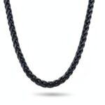 AuraSpark Men's Black Anti-Tarnish Wheat Chain Necklace