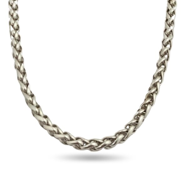 AuraSpark Silver Stainless Steel Wheat Chain for Men
